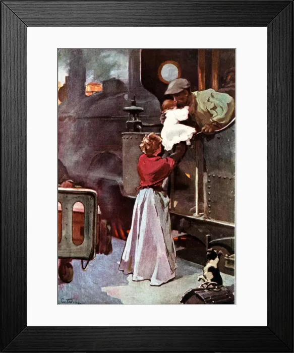 Framed Print : The engineers goodbye in the train station of Madrid, drawing by Vicente Cutanda Framed Print : The engineers goodbye in the train station of Madrid, drawing by Vicente Cutanda