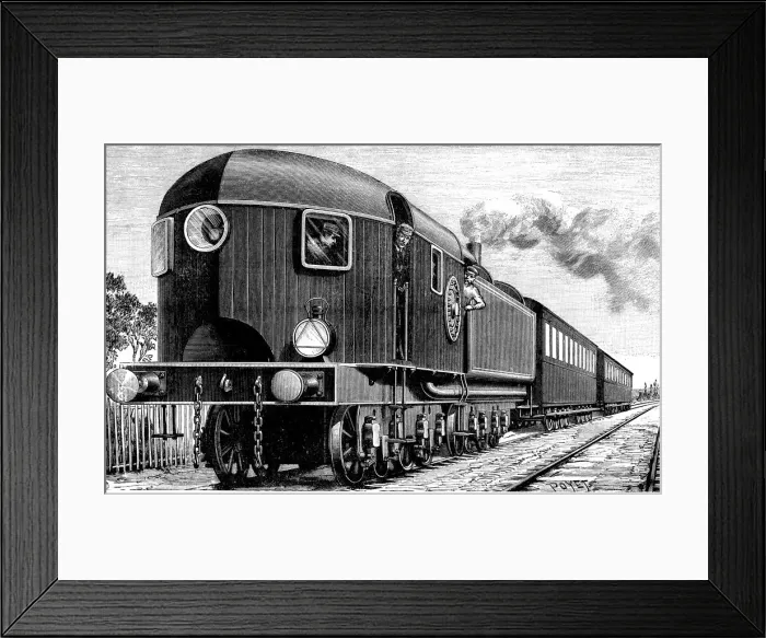 Framed Print : Aerodynamic railway from the early 20th century, circulating by North America, engraving, 1900 Framed Print : Aerodynamic railway from the early 20th century, circulating by North America, engraving, 1900