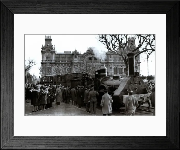 Framed Print : Centennial Train passing through the Gate of Peace, Barcelona 1948 Framed Print : Centennial Train passing through the Gate of Peace, Barcelona 1948
