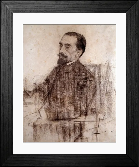 Framed Print : Juan Maragall (1860-1911), Catalan writer, charcoal portrait by Ramon Casas Framed Print : Juan Maragall (1860-1911), Catalan writer, charcoal portrait by Ramon Casas