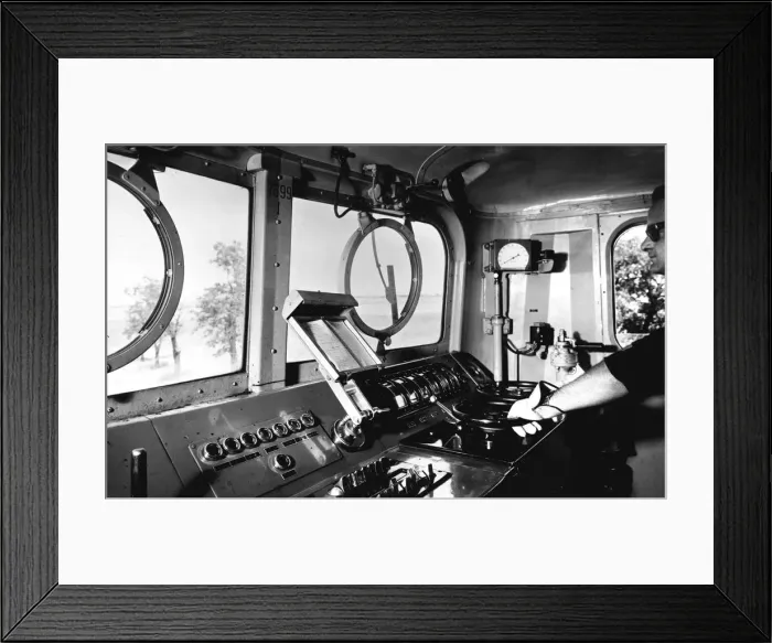 Framed Print : Inside the cab of an electric locomotive, 1950 Framed Print : Inside the cab of an electric locomotive, 1950