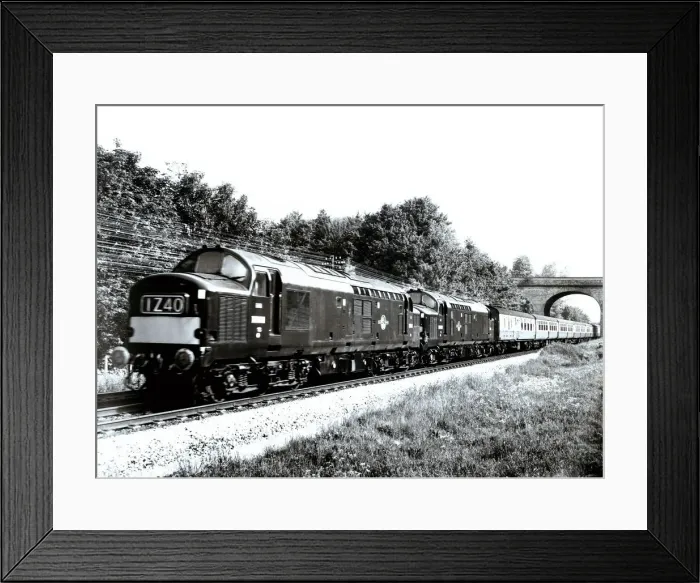 Framed Print : English Express train pulled by two diesel locomotives, travelling at 160 kilometers Framed Print : English Express train pulled by two diesel locomotives, travelling at 160 kilometers