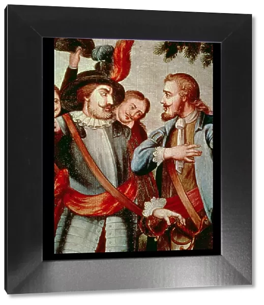 Hernan Cortes (1485-1547) and Diego Velazquez (1465-1524), Spanish coquerors
