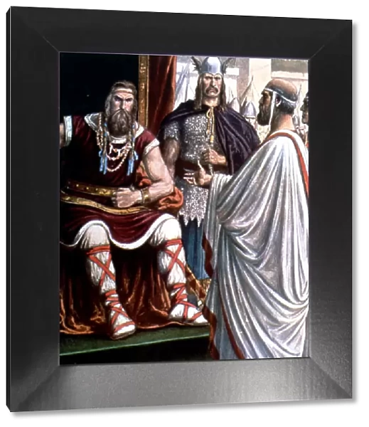 Alarico I (370-410), Visigoth king, Alaric receiving the ambassadors Romans