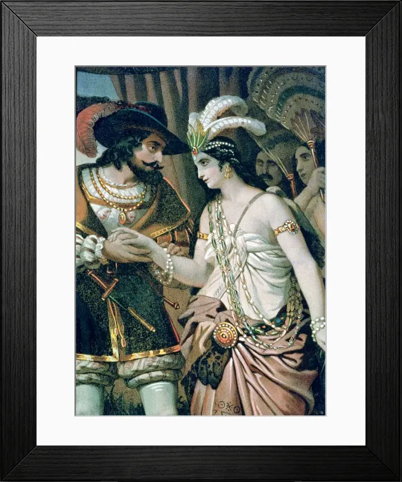 Framed Print : Zingari, head of an indigenous population, offers Hernan Cortes her sister Aida Framed Print : Zingari, head of an indigenous population, offers Hernan Cortes her sister Aida