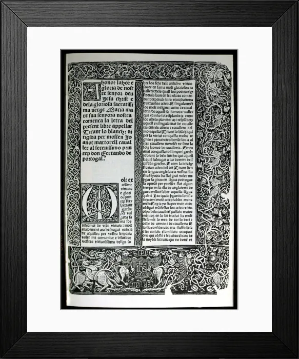 Framed Print : Dedicatory page of this edition of Tirant Lo Blanc, by Joanot Martorell, Valencia Framed Print : Dedicatory page of this edition of Tirant Lo Blanc, by Joanot Martorell, Valencia