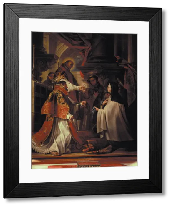 Framed Print : Santa Teresa receiving communion, St. Teresa of Avila (1515-1582), Spanish religious writer Framed Print : Santa Teresa receiving communion, St. Teresa of Avila (1515-1582), Spanish religious writer