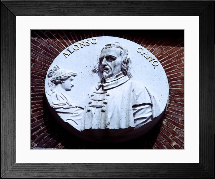 Framed Print : Alonso Cano (1600-1676), Spanish Painter and sculptor, medallion on the facade Framed Print : Alonso Cano (1600-1676), Spanish Painter and sculptor, medallion on the facade