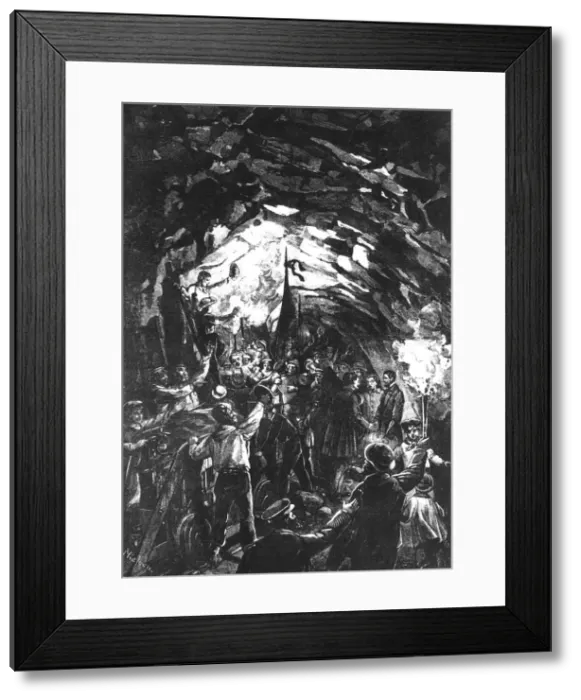 Framed Print : Construction of Saint - Gothard tunnel in the Swiss Alps, the joy of the workers Framed Print : Construction of Saint - Gothard tunnel in the Swiss Alps, the joy of the workers