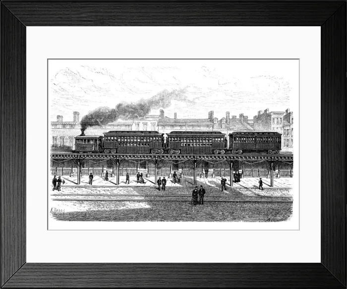 Framed Print : Overhead railway, circulating by the Third Avenue in New-York, engraving 1872 Framed Print : Overhead railway, circulating by the Third Avenue in New-York, engraving 1872