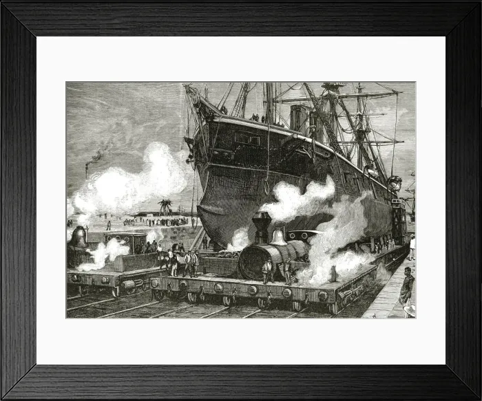 Framed Print : Railway towing a boat across the Isthmus of Panama, engraving 1881 Framed Print : Railway towing a boat across the Isthmus of Panama, engraving 1881
