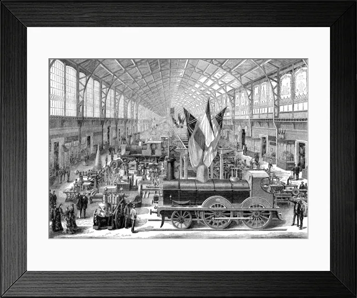 Framed Print : Paris Universal Exhibition in 1878, railway machinery room of English manufacture Framed Print : Paris Universal Exhibition in 1878, railway machinery room of English manufacture