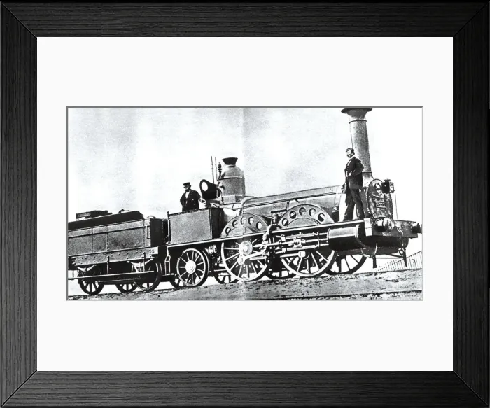 Framed Print : One of the first railway machines, manufactured in Britain, had a speed of 55 kilometers per hour Framed Print : One of the first railway machines, manufactured in Britain, had a speed of 55 kilometers per hour