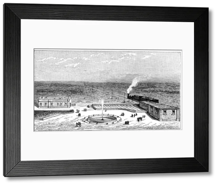 Framed Print : Geok-Tepe station on the Trans-Caspian railway, engraving, 1895 Framed Print : Geok-Tepe station on the Trans-Caspian railway, engraving, 1895