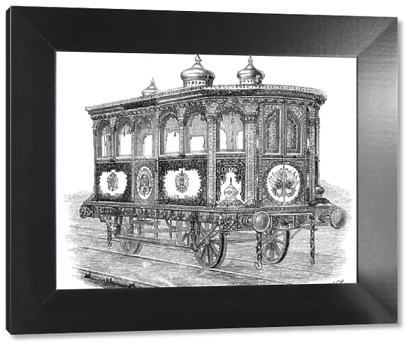 Luxury rail car built for the Viceroy of Egypt, engraving 1858