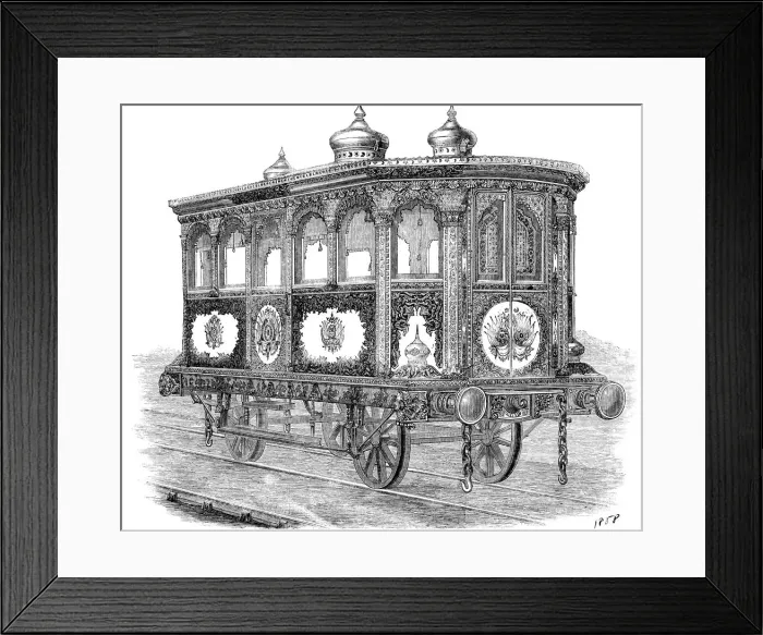 Framed Print : Luxury rail car built for the Viceroy of Egypt, engraving 1858 Framed Print : Luxury rail car built for the Viceroy of Egypt, engraving 1858