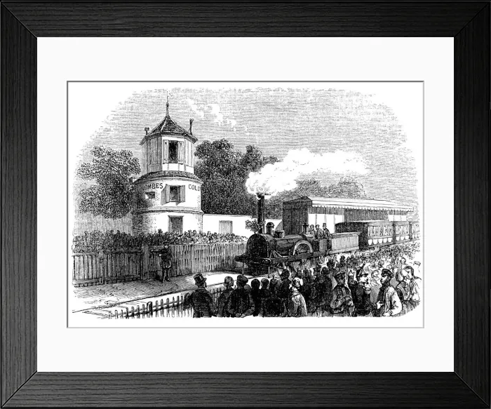 Framed Print : Opening of the railway line from Asnieres to Argenteuil (France), four kilometers Framed Print : Opening of the railway line from Asnieres to Argenteuil (France), four kilometers