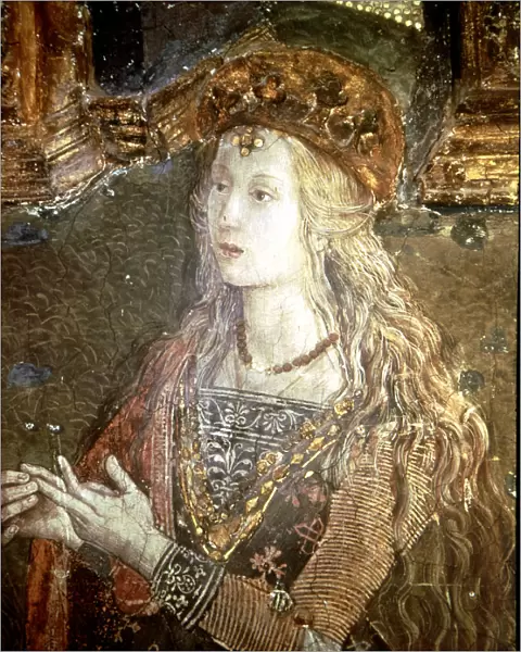 Detail of painting Cesare and Lucrezia Borgia Lucrezia Borgia (1480-1519), Duchess of Ferrara