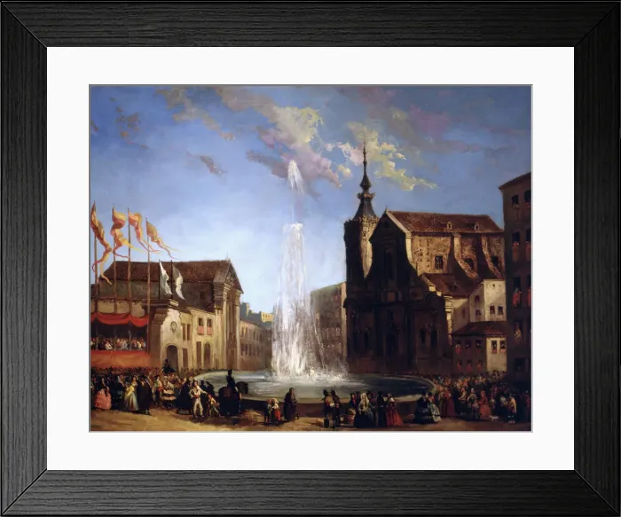 Framed Print : The Lozoya water supply to the fountain of San Bernardo Street, 1858, oil by Eugenio Framed Print : The Lozoya water supply to the fountain of San Bernardo Street, 1858, oil by Eugenio
