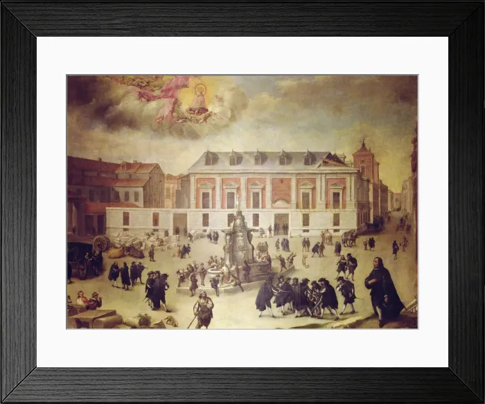 Framed Print : Miracle of Our Lady of Atocha in the construction of the Casa de la Villa, 1656 Framed Print : Miracle of Our Lady of Atocha in the construction of the Casa de la Villa, 1656