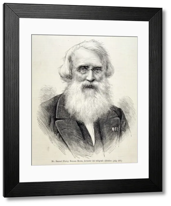 Framed Print : Samuel Fidney Morse (1791-1872), American inventor, he invented the telegraphy, engraving Framed Print : Samuel Fidney Morse (1791-1872), American inventor, he invented the telegraphy, engraving