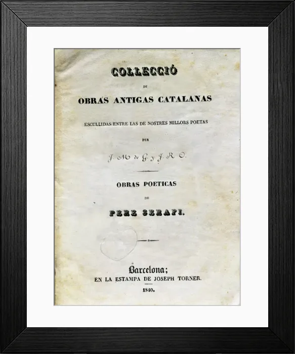 Framed Print : Cover of the book Poetic Works (Book first of loves) by Pere Serafi, printed Framed Print : Cover of the book Poetic Works (Book first of loves) by Pere Serafi, printed