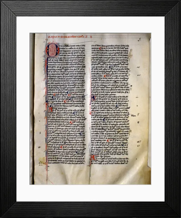 Framed Print : Page of parchment Summa Theologica by St. Thomas Aquinas, possibly copied in France, before 1323 Framed Print : Page of parchment Summa Theologica by St. Thomas Aquinas, possibly copied in France, before 1323