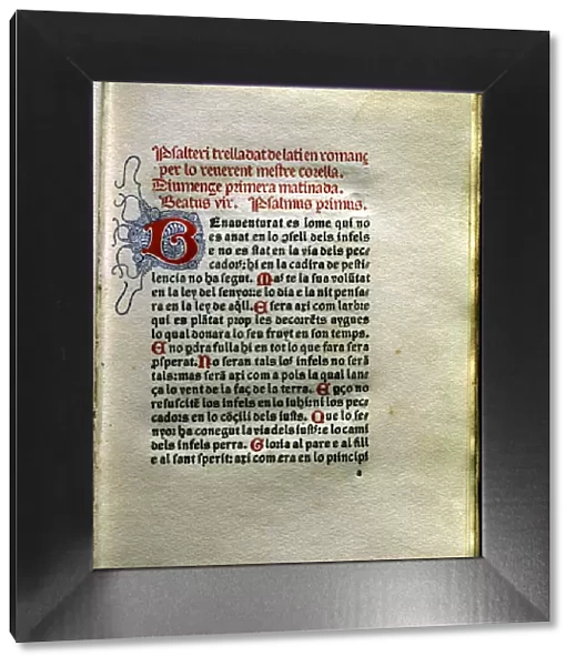 Page of the work Psalteri by Joan Rois de Corella, printed in Venice in 1490 by Johan Hertezog