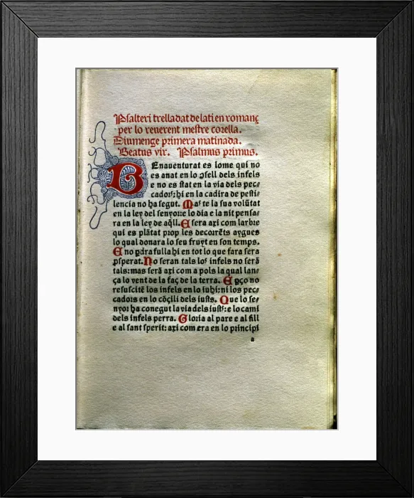 Framed Print : Page of the work Psalteri by Joan Rois de Corella, printed in Venice in 1490 by Johan Hertezog Framed Print : Page of the work Psalteri by Joan Rois de Corella, printed in Venice in 1490 by Johan Hertezog