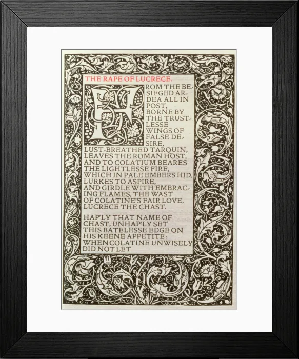 Framed Print : Cover of the poems of Shakespeare The Rape of Lucretia, published in 1593 Framed Print : Cover of the poems of Shakespeare The Rape of Lucretia, published in 1593