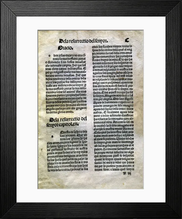 Framed Print : Page from the book Lo Quart del Cartoixa (The Fourth of the Cartoixa), printed Framed Print : Page from the book Lo Quart del Cartoixa (The Fourth of the Cartoixa), printed