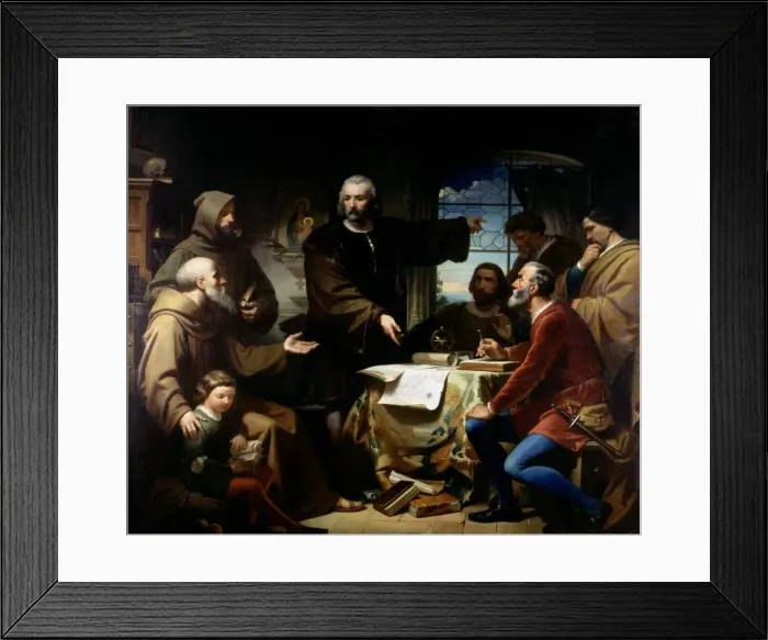 Framed Print : Columbus in the Rabida, oil of 1856, Christopher Columbus (1451-1506) Italian navigator Framed Print : Columbus in the Rabida, oil of 1856, Christopher Columbus (1451-1506) Italian navigator