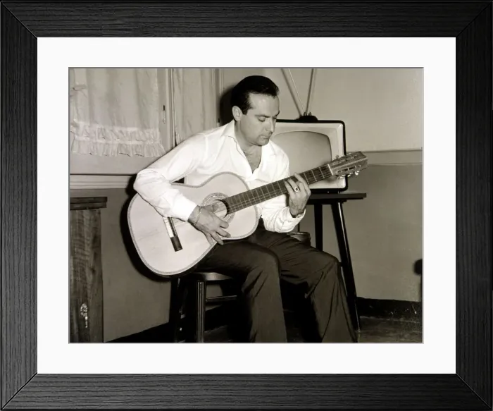Framed Print : Ramon Calduch, Spanish singer playing guitar at home, 1967 Framed Print : Ramon Calduch, Spanish singer playing guitar at home, 1967
