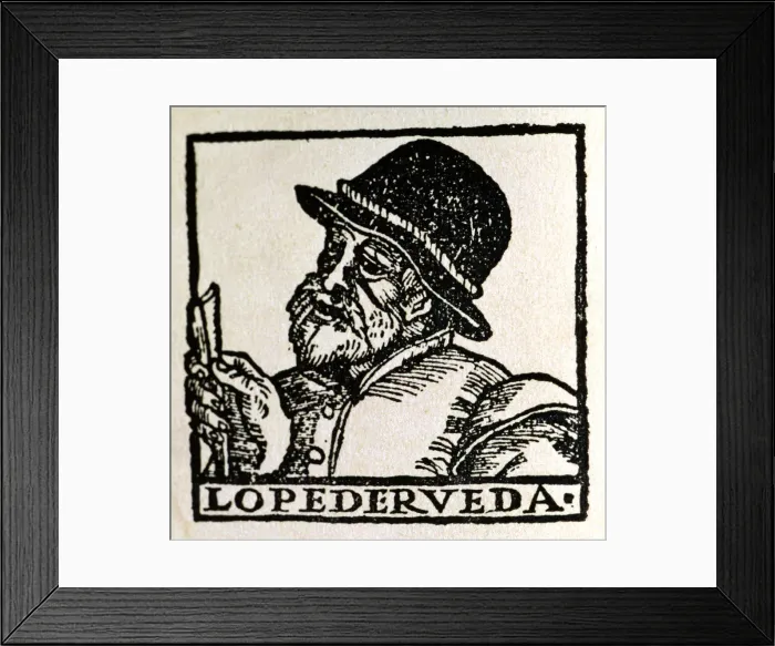 Framed Print : Lope de Rueda (1500-1565, Spanish playwright, 1567 engraving, on the cover of Framed Print : Lope de Rueda (1500-1565, Spanish playwright, 1567 engraving, on the cover of