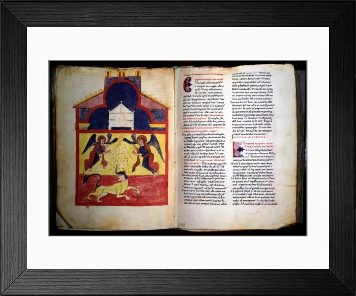 Framed Print : The Ark of the Covenant and the Beast, miniature in the Beatus of Turin (Commentary Framed Print : The Ark of the Covenant and the Beast, miniature in the Beatus of Turin (Commentary