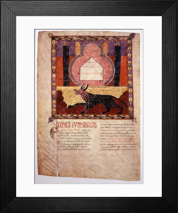 Framed Print : The Ark of the Covenant and the Beast, Miniature in the Beatus of Seu d Urgell Framed Print : The Ark of the Covenant and the Beast, Miniature in the Beatus of Seu d Urgell