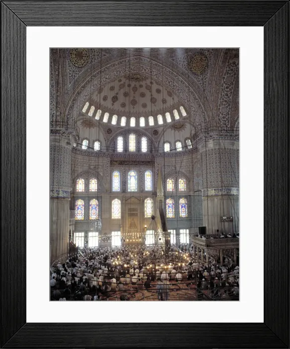 Framed Print : Interior view of the Blue Mosque in Istanbul during Friday prayers Framed Print : Interior view of the Blue Mosque in Istanbul during Friday prayers
