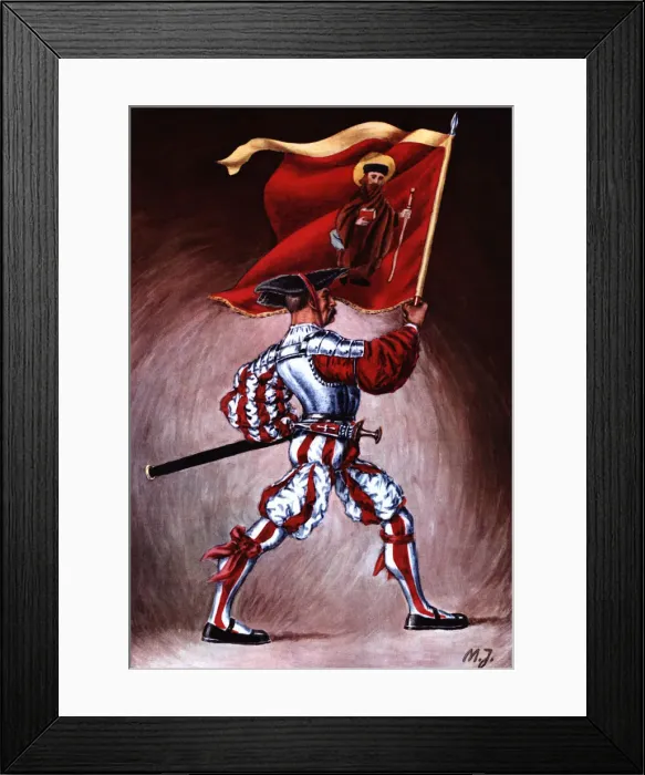 Framed Print : Flag bearer from the canton of Glaris, c Framed Print : Flag bearer from the canton of Glaris, c