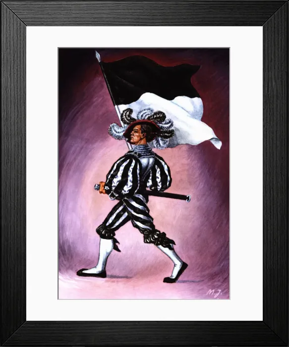 Framed Print : Flag bearer from the canton of Fribourg, c Framed Print : Flag bearer from the canton of Fribourg, c