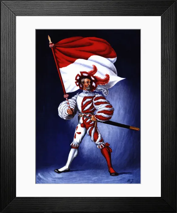 Framed Print : Flag bearer from the canton of Soleure, c Framed Print : Flag bearer from the canton of Soleure, c