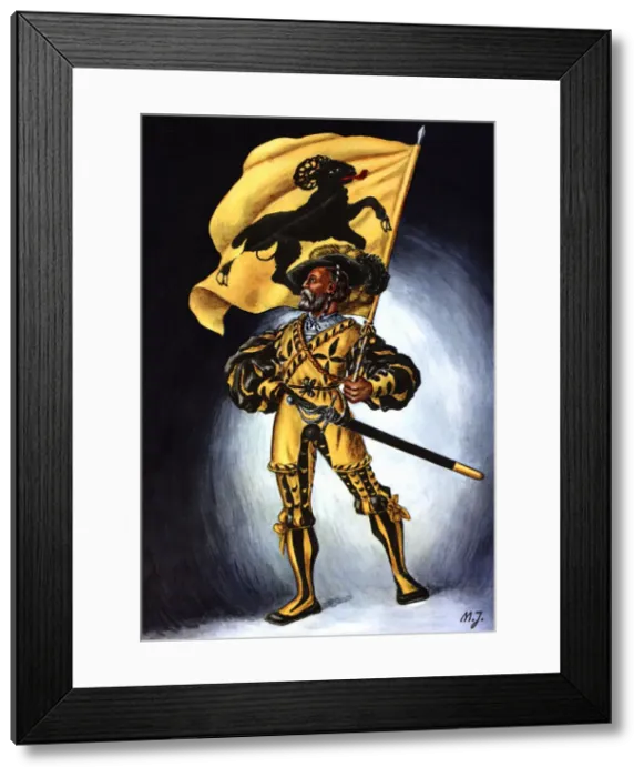 Framed Print : Flag bearer from the canton of Schaffhouse, c Framed Print : Flag bearer from the canton of Schaffhouse, c