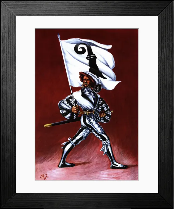Framed Print : Flag bearer from the canton of Bale, c Framed Print : Flag bearer from the canton of Bale, c