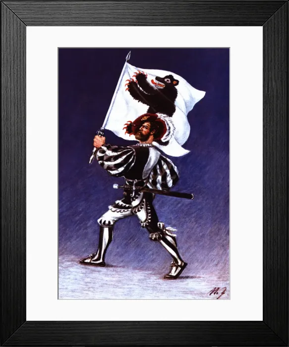 Framed Print : Flag bearer from the canton of Appenzell, c Framed Print : Flag bearer from the canton of Appenzell, c