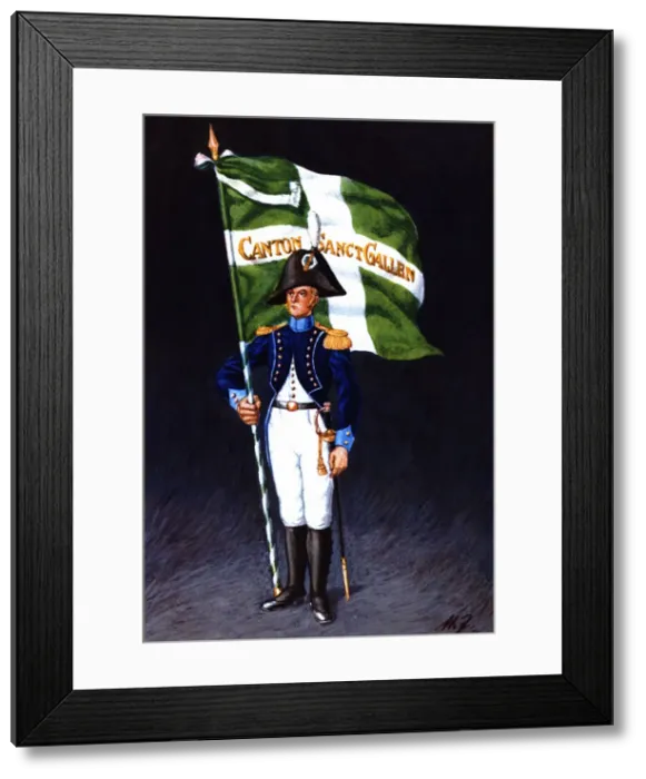 Framed Print : Flag bearer from the canton of Saint-Gall, c Framed Print : Flag bearer from the canton of Saint-Gall, c