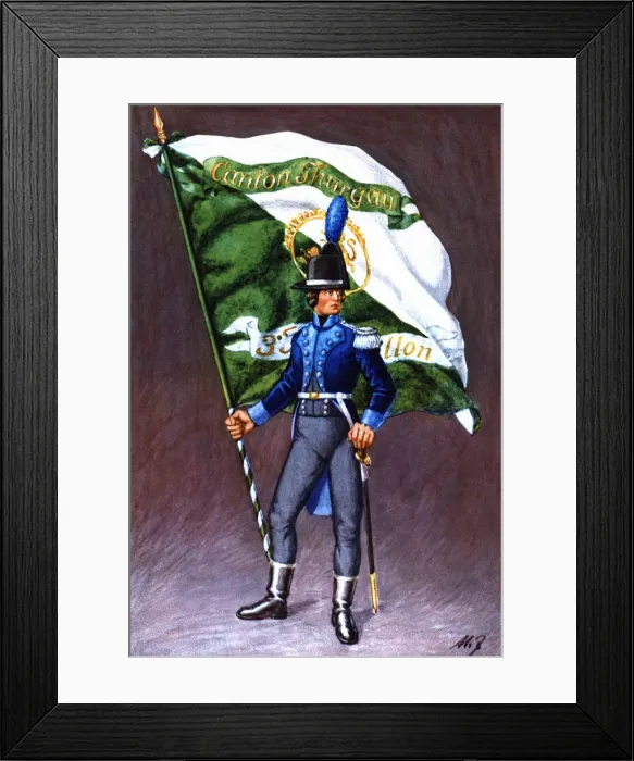 Framed Print : Flag bearer from the canton of Thurgovie, c Framed Print : Flag bearer from the canton of Thurgovie, c