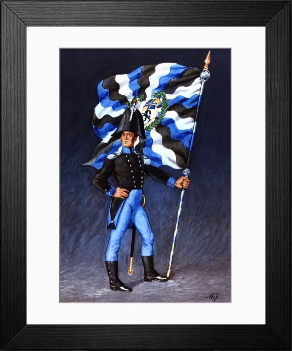 Framed Print : Flag bearer from the canton of Grisons, c Framed Print : Flag bearer from the canton of Grisons, c