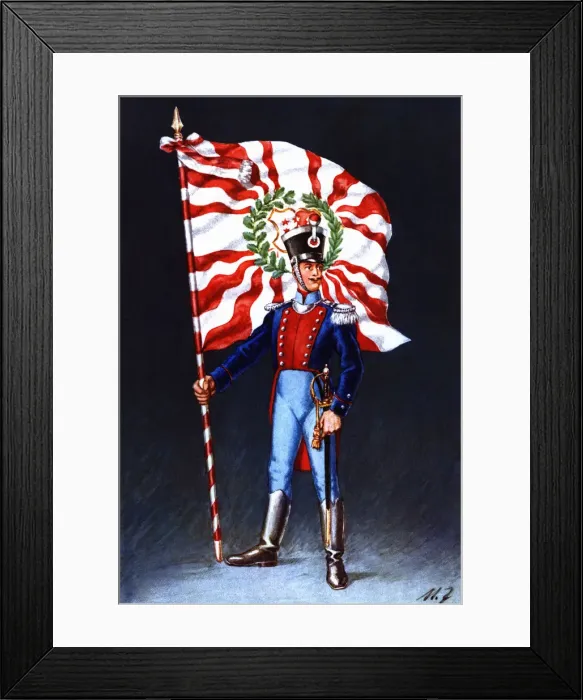 Framed Print : Flag bearer from the canton of Valais, c Framed Print : Flag bearer from the canton of Valais, c