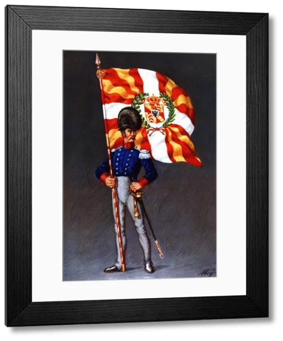 Framed Print : Flag bearer from the canton of Neuchatel, c Framed Print : Flag bearer from the canton of Neuchatel, c
