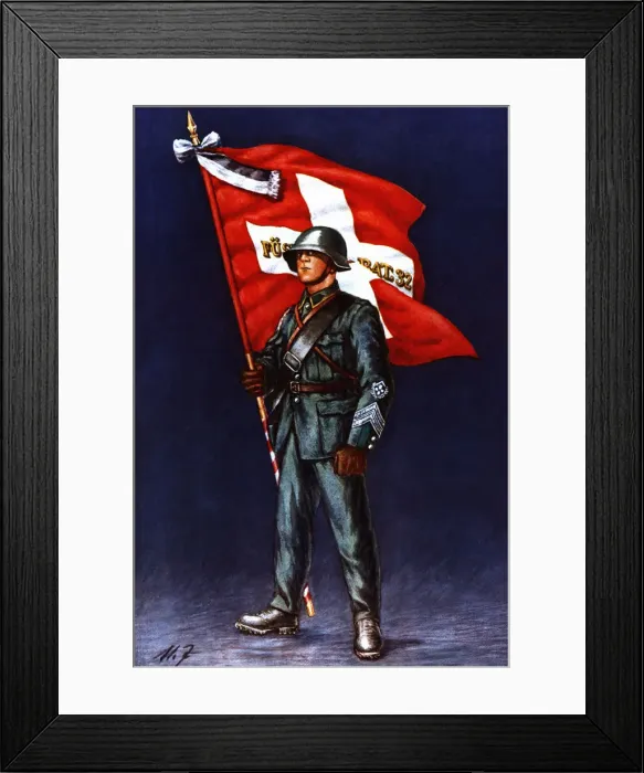Framed Print : Flag bearer from an army battalion, c, 1940 Framed Print : Flag bearer from an army battalion, c, 1940