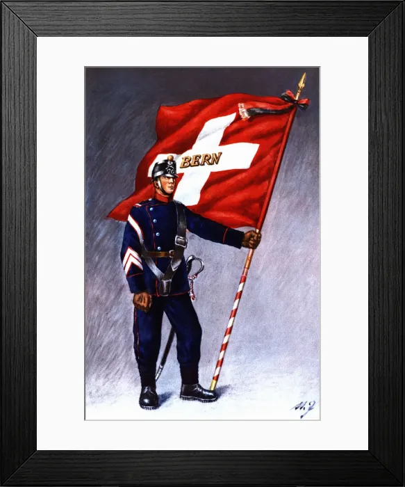 Framed Print : Flag bearer from the canton of Berna, c, 1912 Framed Print : Flag bearer from the canton of Berna, c, 1912